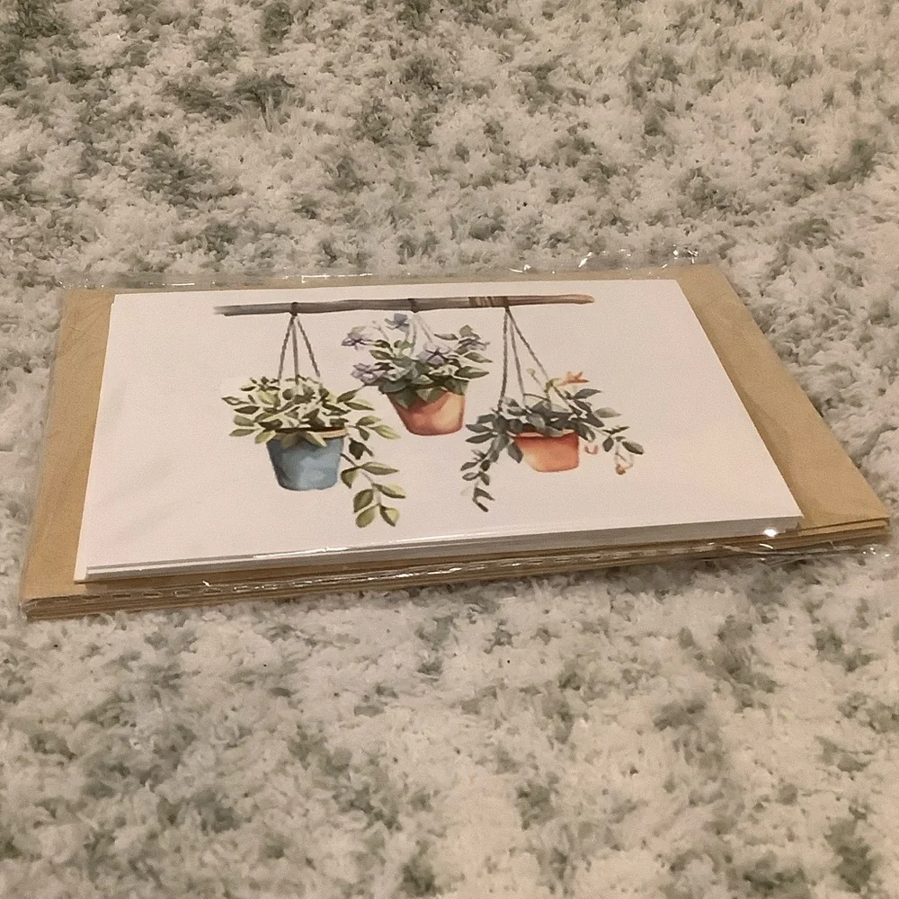 Hanging Plants Watercolor Note Cards Greeting Cards Set of 6 NWT Handcrafted - Picture 4 of 16